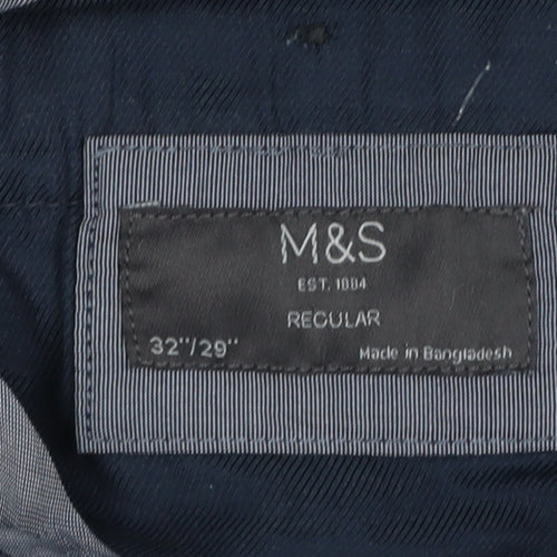 Marks and Spencer Men's Grey Corduroy Regular Fit Trousers 32W 29L