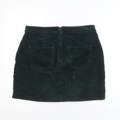 Dorothy Perkins Womens Green Corduroy Mini Skirt UK 12 Button Detail