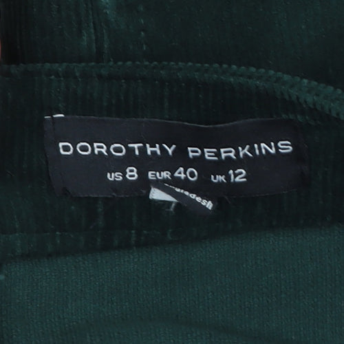 Dorothy Perkins Womens Green Corduroy Mini Skirt UK 12 Button Detail