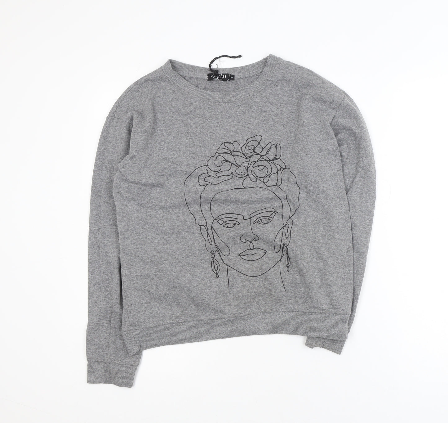 Noco 51 Women Grey L Pullover Sweatshirt Graphic Cotton Blend