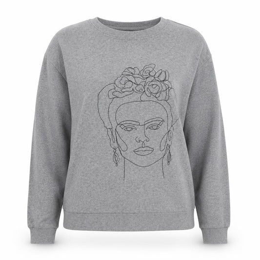 Front view of Noco 51 Women Grey L Pullover Sweatshirt Graphic Cotton Blend