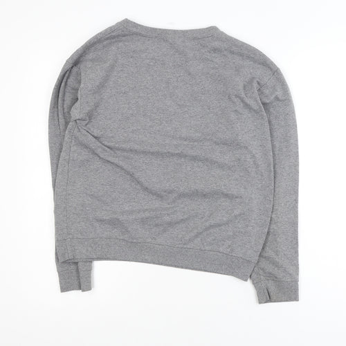 Noco 51 Women Grey L Pullover Sweatshirt Graphic Cotton Blend