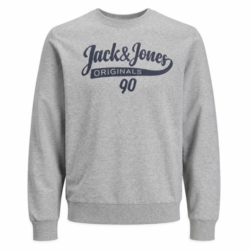 Jack & Jones Men’s Grey L Pullover Sweatshirt Crew Neck Logo