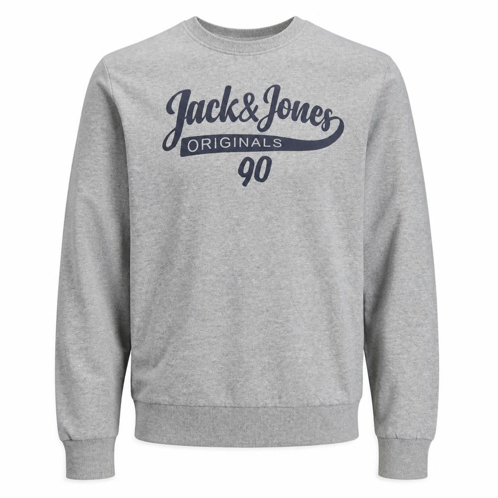 Jack & Jones Men’s Grey L Pullover Sweatshirt Crew Neck Logo