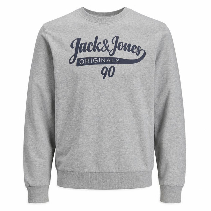 Jack & Jones Men’s Grey L Pullover Sweatshirt Crew Neck Logo