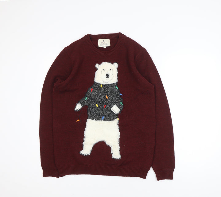 Next Women Burgundy Christmas Polar Bear Pullover Sweatshirt M