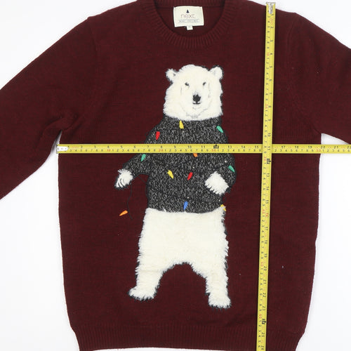 Next Women Burgundy Christmas Polar Bear Pullover Sweatshirt M