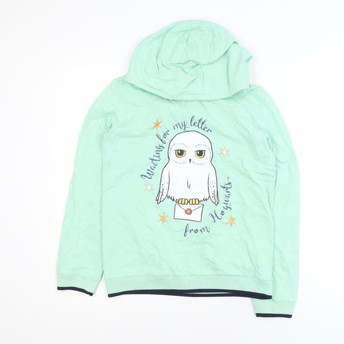 Harry Potter Girls Mint Green Hoodie Size 12 Cotton Hedwig Print