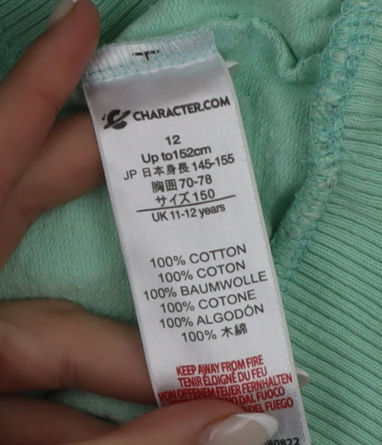 Harry Potter Girls Mint Green Hoodie Size 12 Cotton Hedwig Print