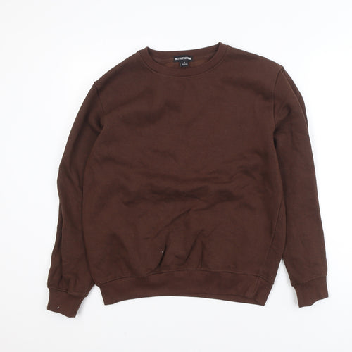 PrettyLittleThing Women Brown Crew Neck Pullover Sweatshirt Size S