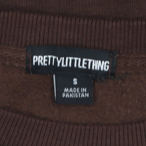 PrettyLittleThing Women Brown Crew Neck Pullover Sweatshirt Size S