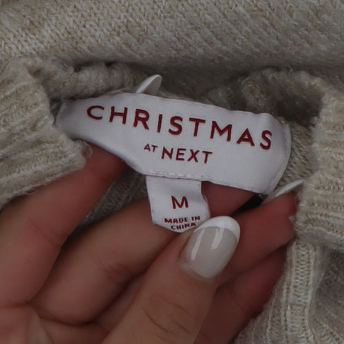 Next Womens Beige Christmas Polar Bear Fair Isle Jumper M