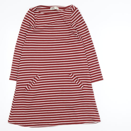 Hollister Womens Red White Striped Knee Length Shift Dress XS