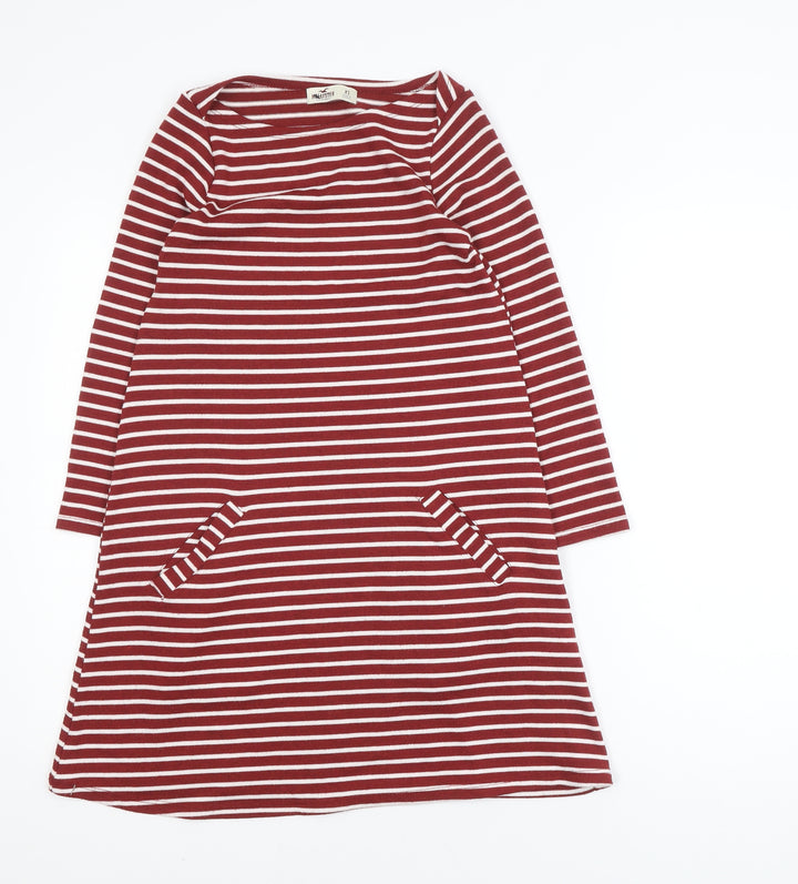Hollister Womens Red White Striped Knee Length Shift Dress XS
