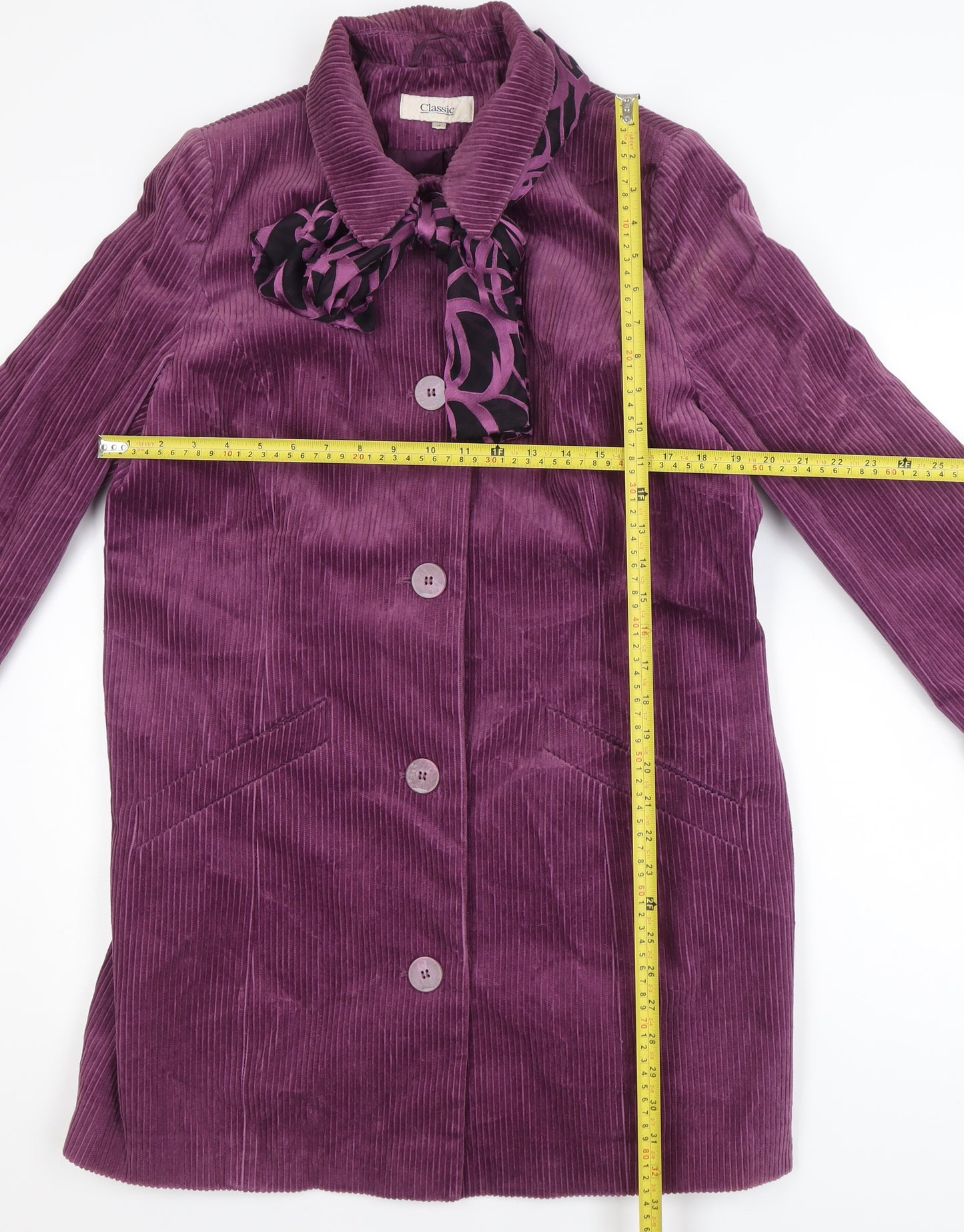 Classic Women's Purple Corduroy Mid-Length Coat Size 16