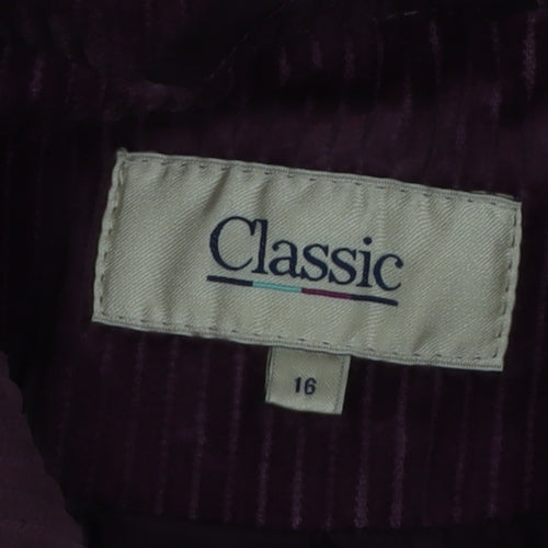 Classic Women's Purple Corduroy Mid-Length Coat Size 16