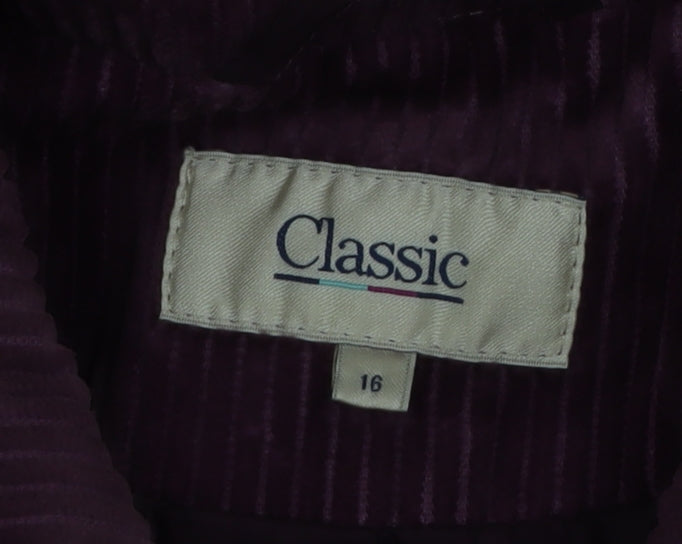 Classic Women's Purple Corduroy Mid-Length Coat Size 16
