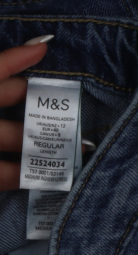 Marks and Spencer Women's Blue Mom Jeans Size 12 Regular Denim