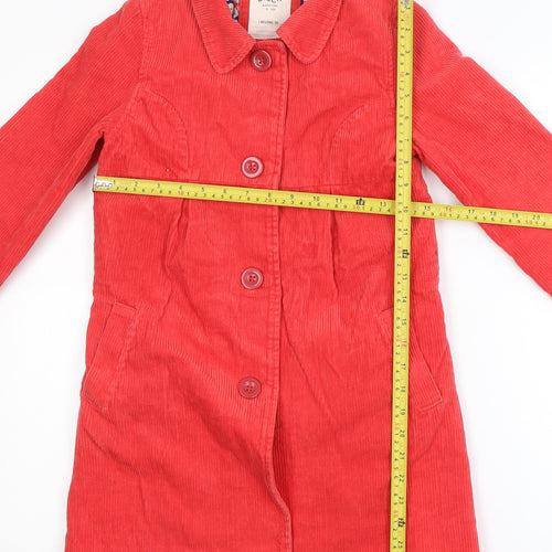 Mini Boden Girls Red Corduroy Mid-Length Coat 9-10 Years Lined Button Up