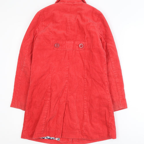 Mini Boden Girls Red Corduroy Mid-Length Coat 9-10 Years Lined Button Up