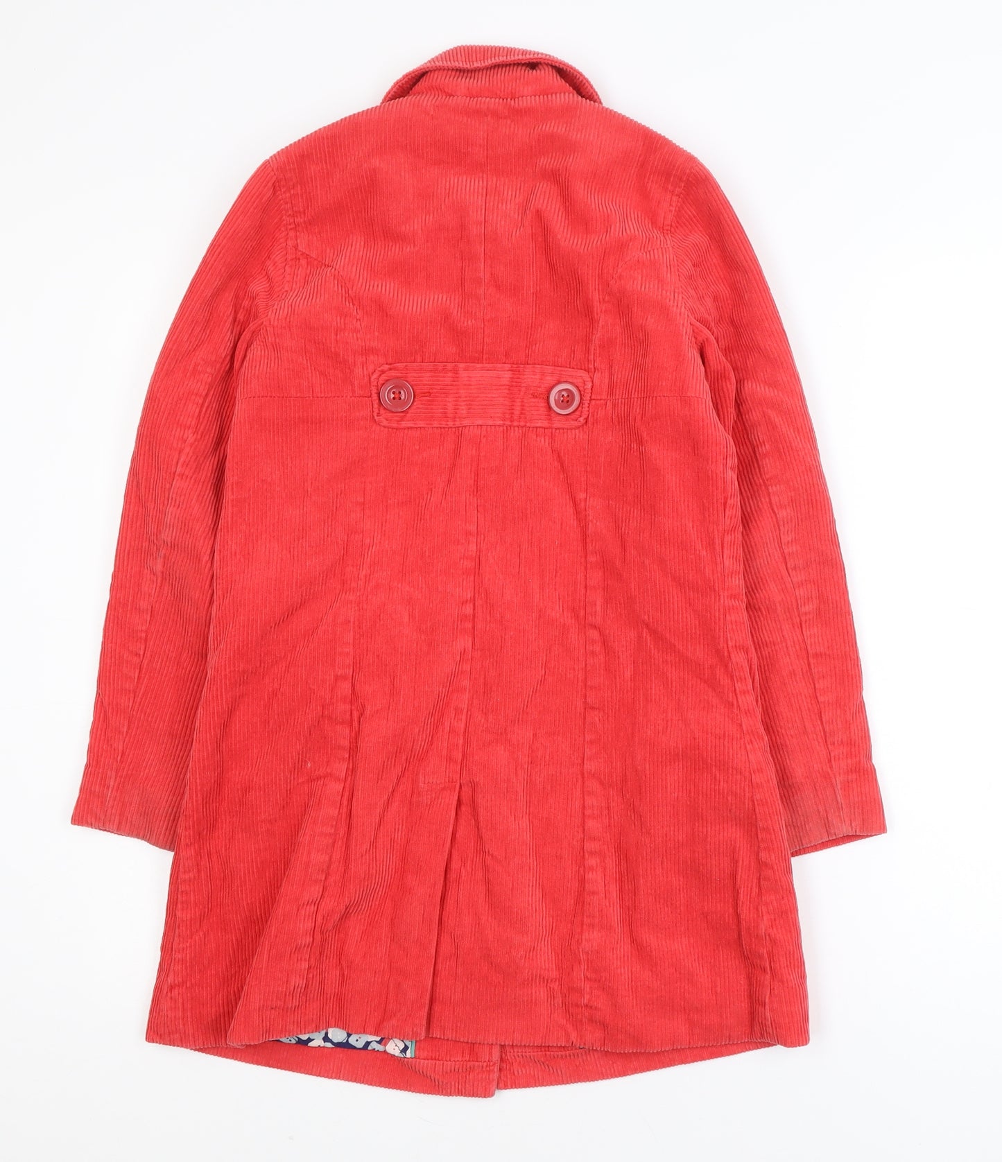 Mini Boden Girls Red Corduroy Mid-Length Coat 9-10 Years Lined Button Up
