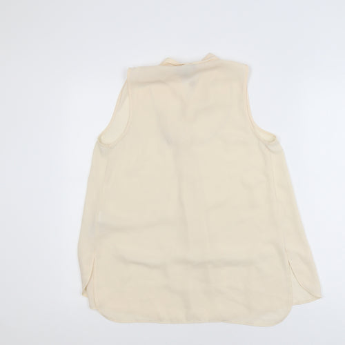 New Look Women Beige Chiffon Sleeveless V-Neck Blouse Size 10