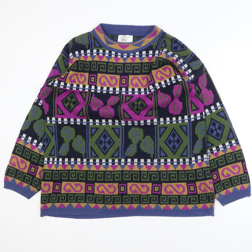 Soft Wear Women's Multicoloured 90s Geometric Knit Jumper Size S