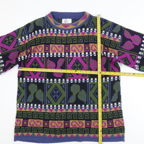 Soft Wear Women's Multicoloured 90s Geometric Knit Jumper Size S