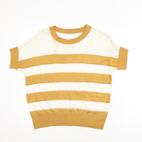 Next Women’s Brown Striped Knit Short Sleeve T-Shirt Size S