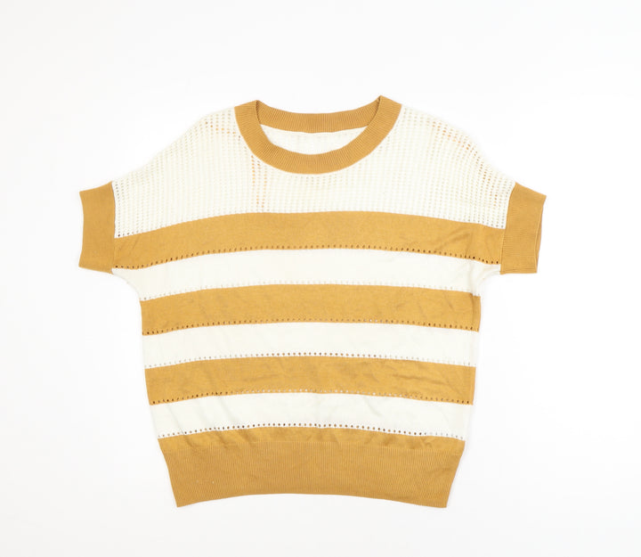 Next Women’s Brown Striped Knit Short Sleeve T-Shirt Size S