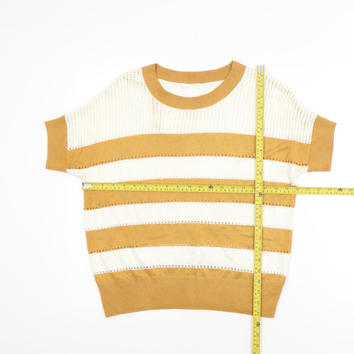 Next Women’s Brown Striped Knit Short Sleeve T-Shirt Size S