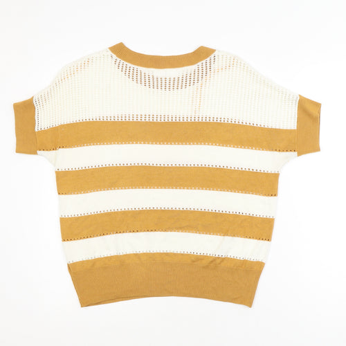 Next Women’s Brown Striped Knit Short Sleeve T-Shirt Size S