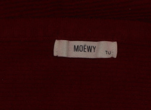 MOËWY Women's Red Cold Shoulder Beaded Knit Jumper One Size