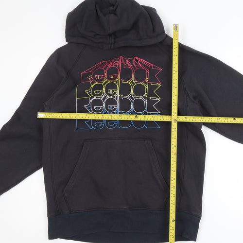 Reebok Mens Black Pullover Hoodie L Graphic Logo Sweatshirt