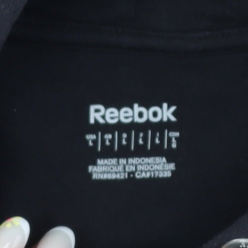 Reebok Mens Black Pullover Hoodie L Graphic Logo Sweatshirt