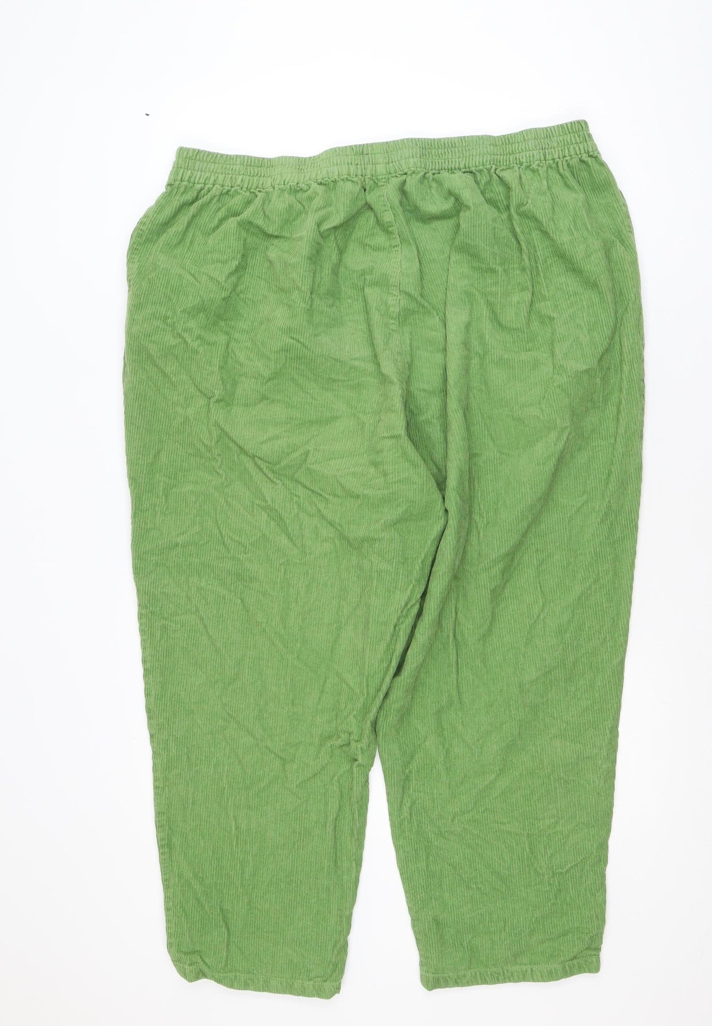 Wu & Yik Women's Green Corduroy Relaxed Trousers XL