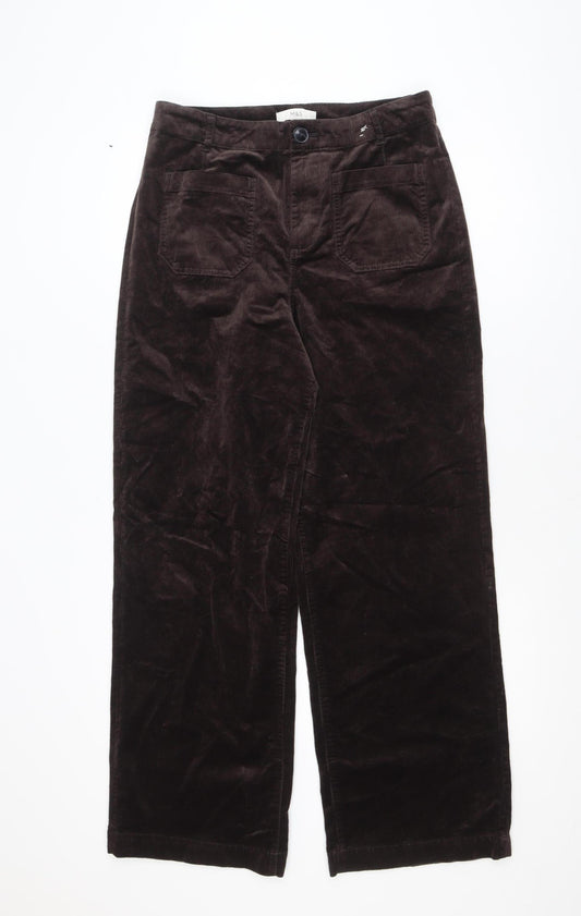 Marks and Spencer Women Brown Corduroy Wide-Leg Jeans Size 14 Long