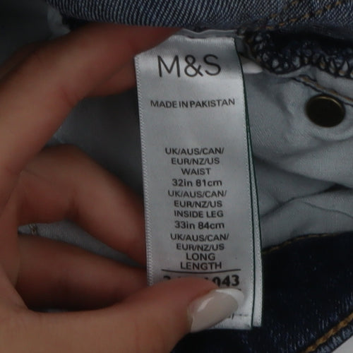 Marks and Spencer Mens Blue Slim Fit Straight Denim Jeans 32W 33L