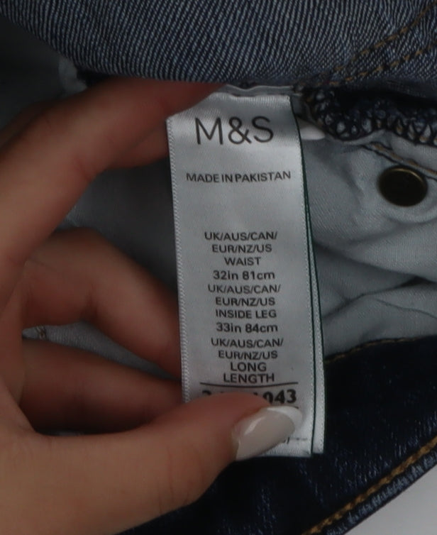 Marks and Spencer Mens Blue Slim Fit Straight Denim Jeans 32W 33L
