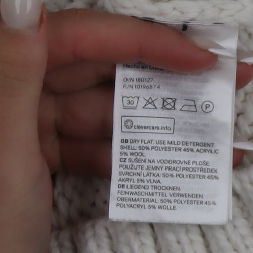 H&M Women Ivory Fair Isle Knit Pullover Jumper Size S