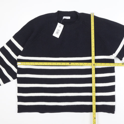 Papaya Women Navy & White Striped Pullover Sweater XL