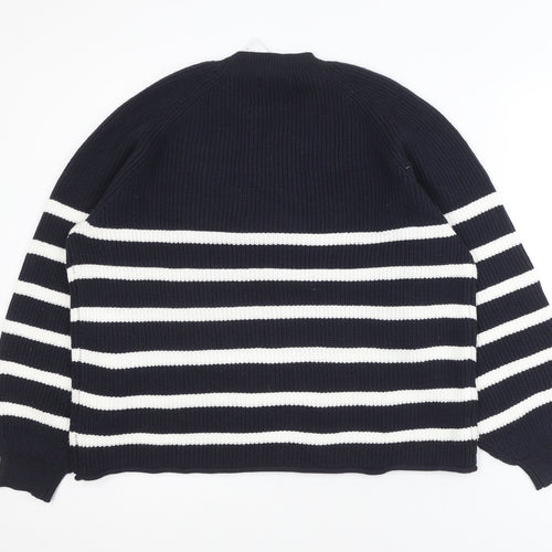 Papaya Women Navy & White Striped Pullover Sweater XL