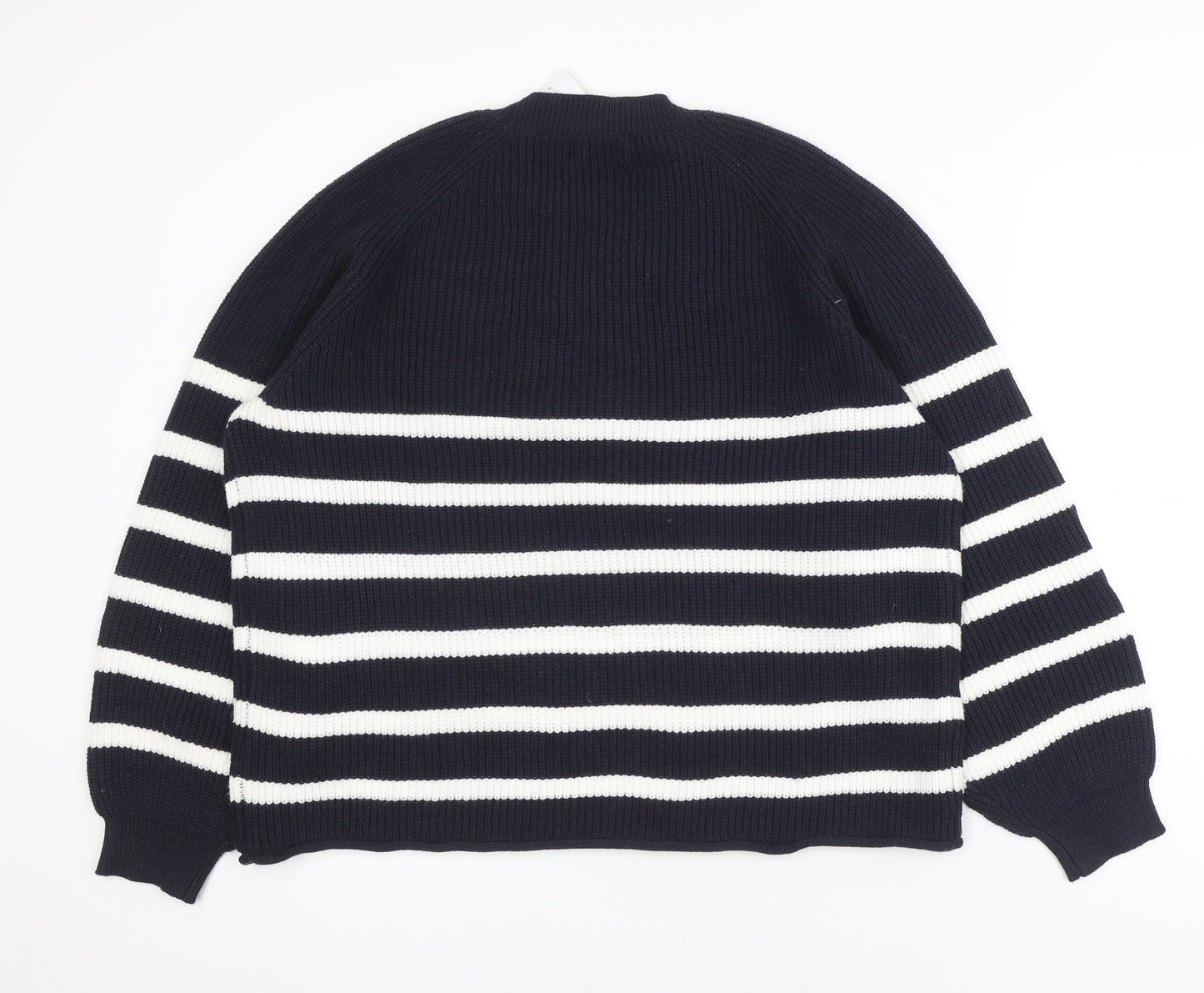 Papaya Women Navy & White Striped Pullover Sweater XL