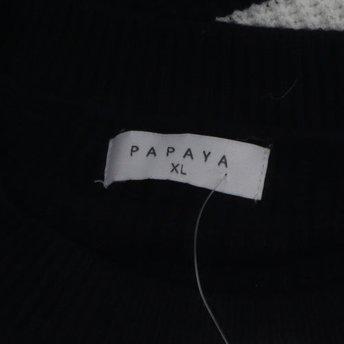 Papaya Women Navy & White Striped Pullover Sweater XL