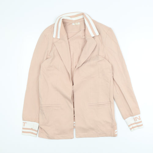 Megi Collection Women Beige Cotton Blend Blazer S-M Casual Long Sleeve
