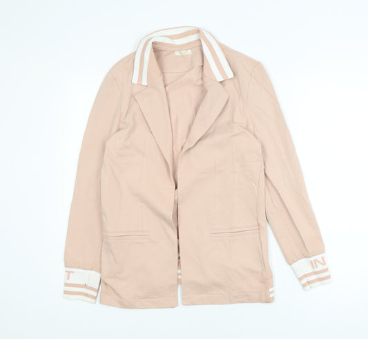 Megi Collection Women Beige Cotton Blend Blazer S-M Casual Long Sleeve