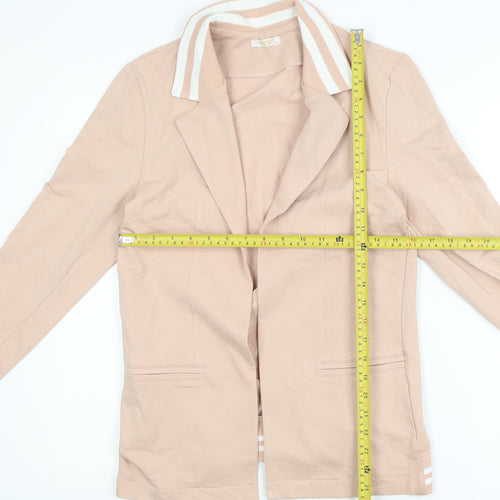 Megi Collection Women Beige Cotton Blend Blazer S-M Casual Long Sleeve