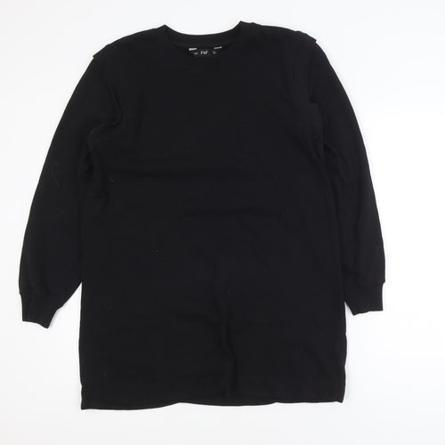 F&F Women's Black Long Sleeve Pullover Sweatshirt Dress UK 8