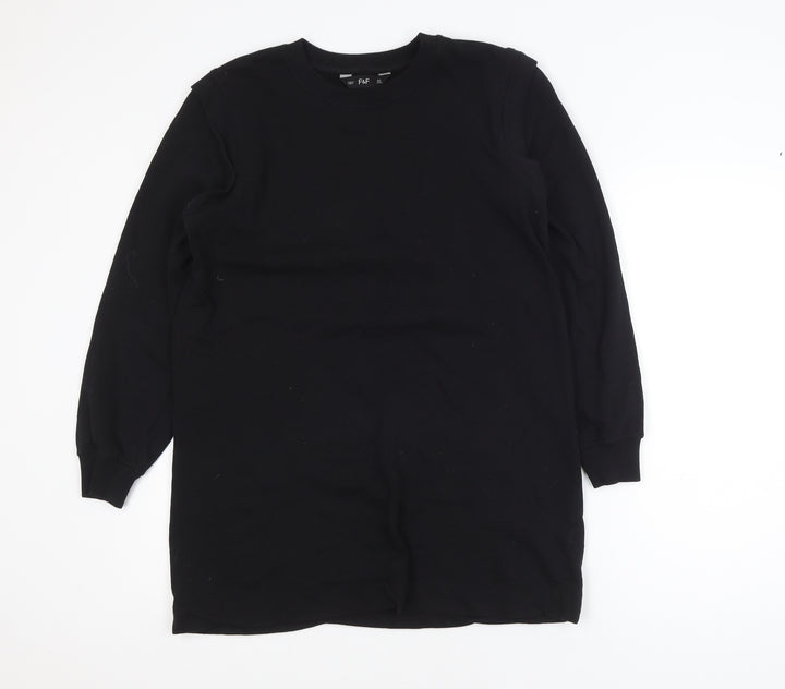 F&F Women's Black Long Sleeve Pullover Sweatshirt Dress UK 8