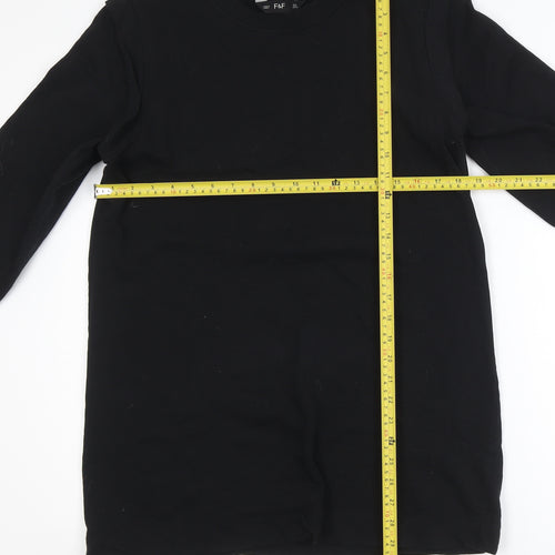 F&F Women's Black Long Sleeve Pullover Sweatshirt Dress UK 8